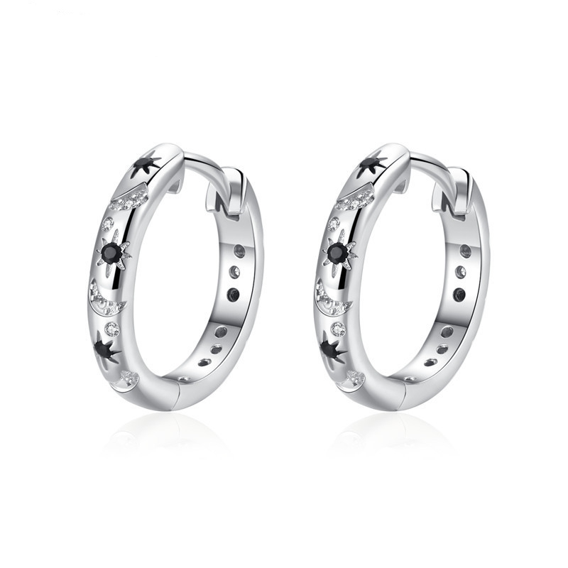 ✨ **Boucles d'Oreilles Étoiles & Lunes en Zircon – Éclat Envoûtant, Élégance Idéale pour Toutes les Occasions