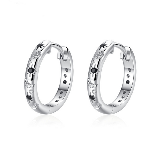 ✨ **Boucles d'Oreilles Étoiles & Lunes en Zircon – Éclat Envoûtant, Élégance Idéale pour Toutes les Occasions