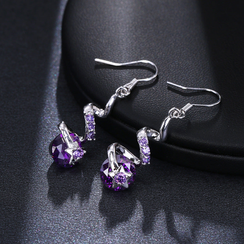 🌟 "Élégance Géométrique : Boucles d'Oreilles Spirales en Zircon Violet – Brillance et Raffinement pour Femmes 💜✨" - Premium Quality!