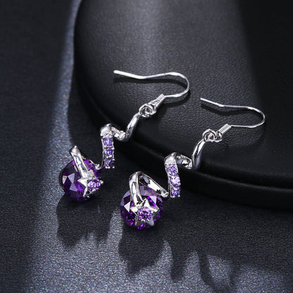 🌟 "Élégance Géométrique : Boucles d'Oreilles Spirales en Zircon Violet – Brillance et Raffinement pour Femmes 💜✨" - Premium Quality!