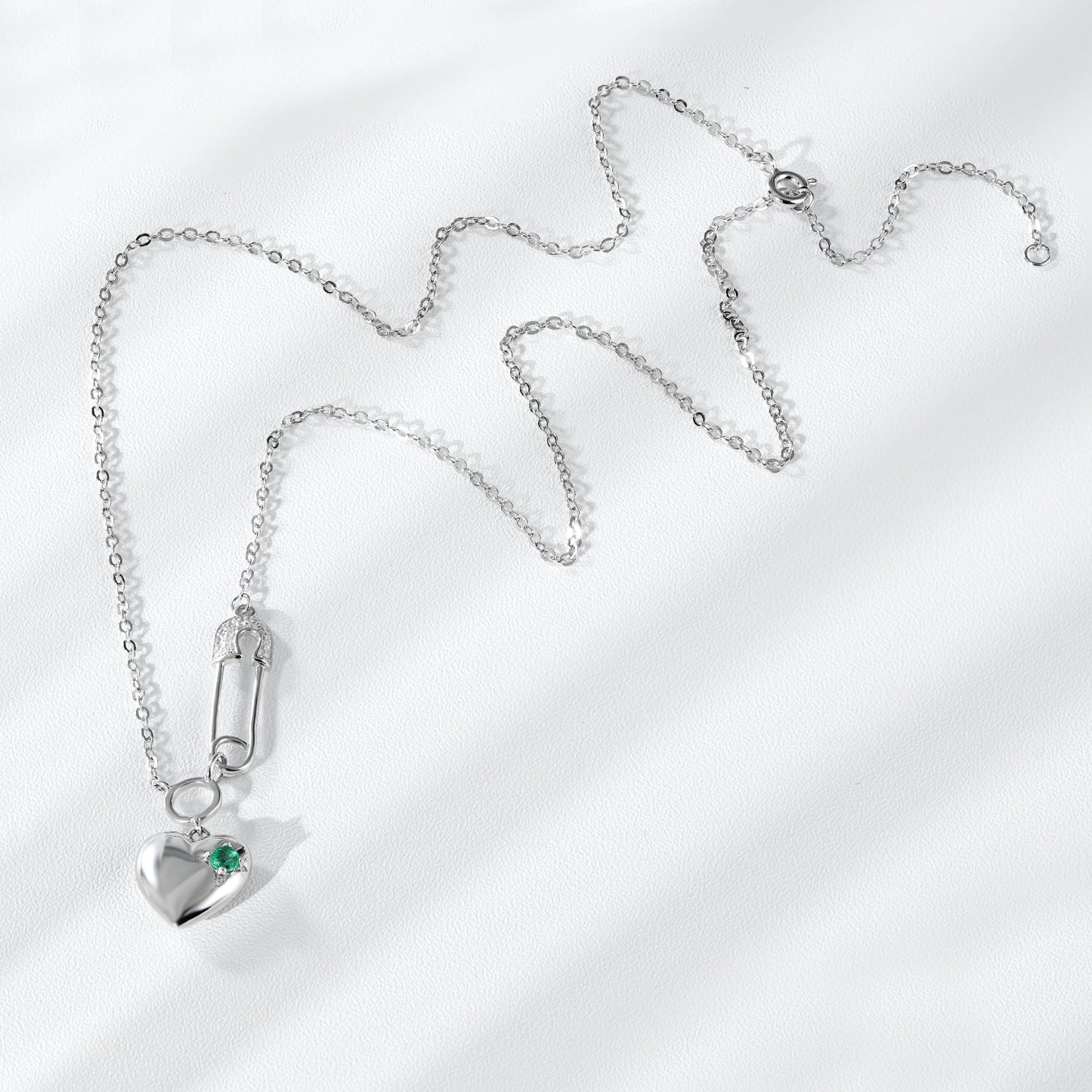 ✨ Collier Éclatant en Argent S925 - Pendentif Cœur Émeraude, Élégance Éternelle, Cadeau Parfait pour Femme