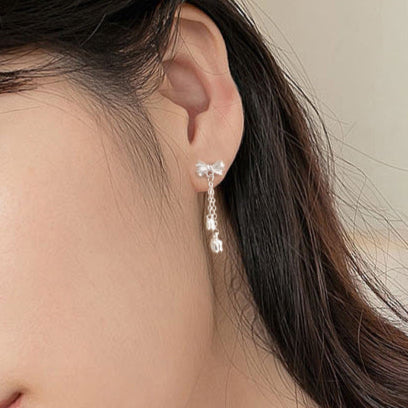 ✨ Boucles d’Oreilles Tendance - Design Coréen Élégant avec Noeud & Pompon, Accessoire Chic et Ultra Léger 🎀