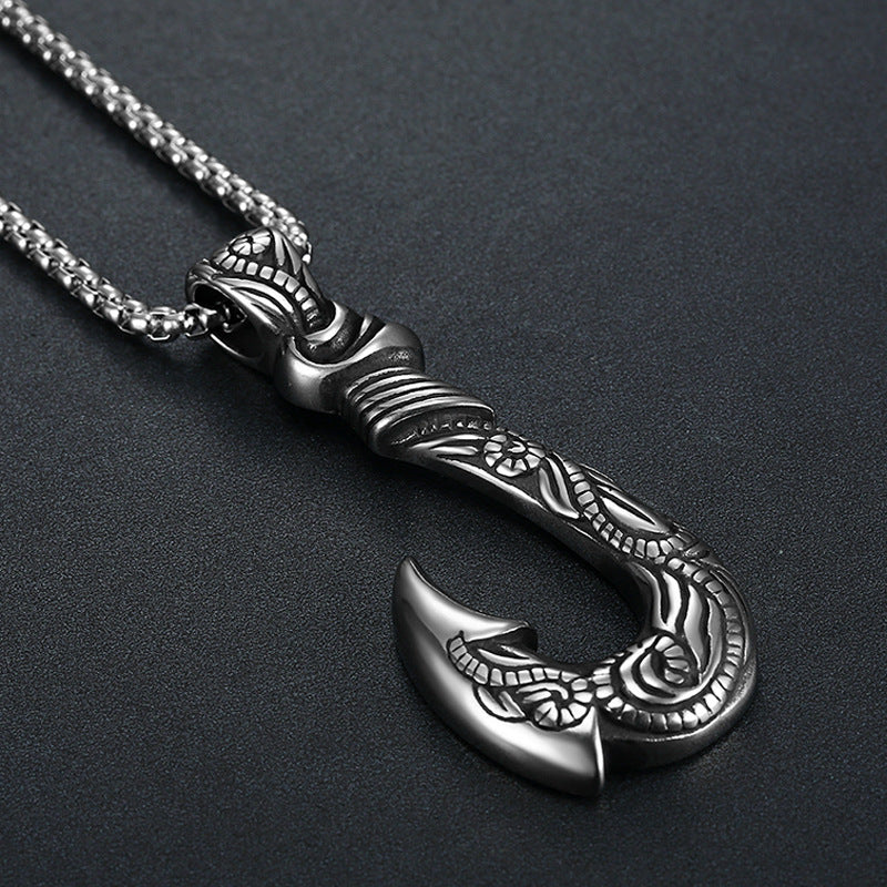 🌟 Pendentif Fish Hook Vintage - Design Élégant en Acier Inoxydable, Résistant et Unique pour un Style Authentique