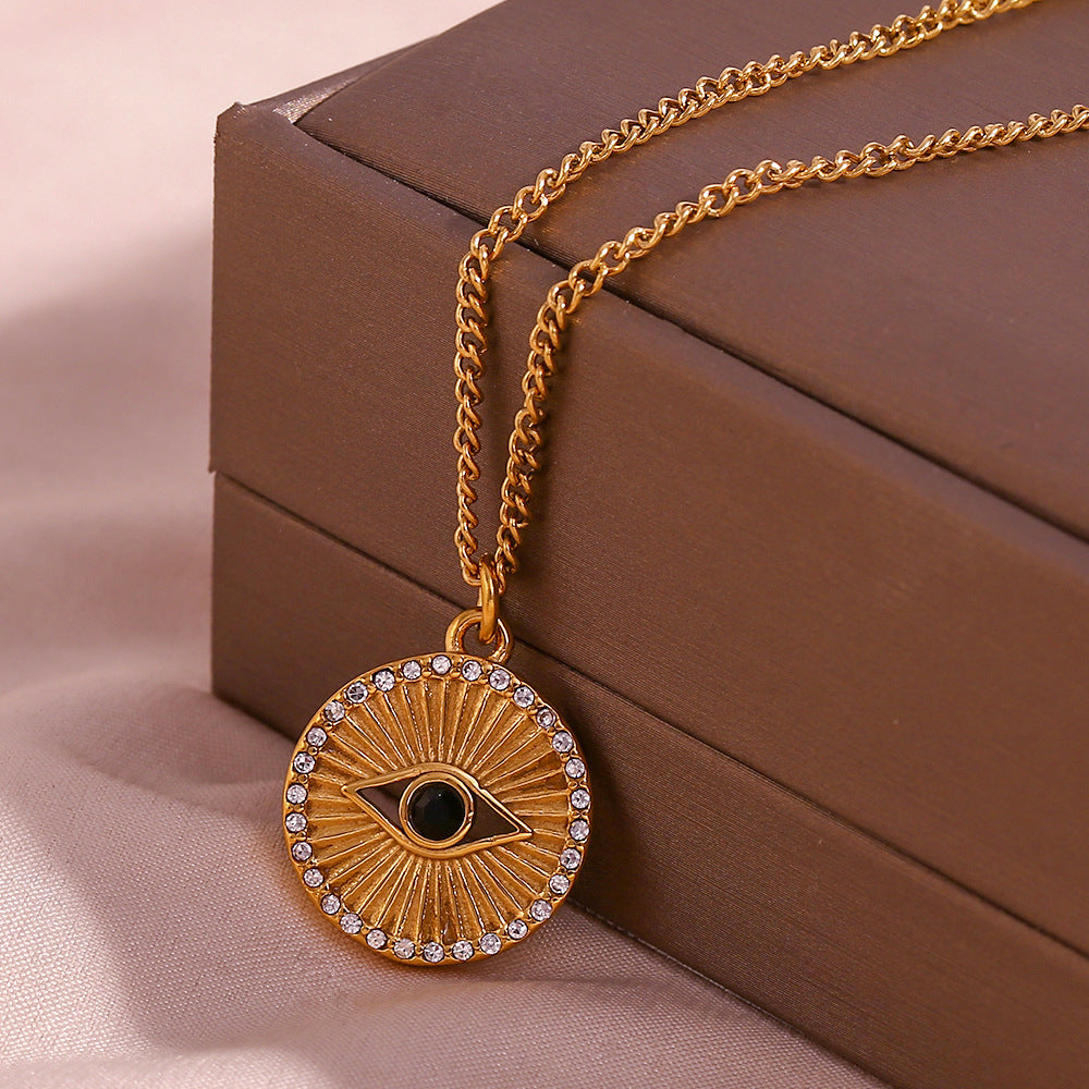 ✨ Élégant Collier Minimaliste en Acier Inoxydable - Design 'Black Eyes', Résistant et Style Contemporain