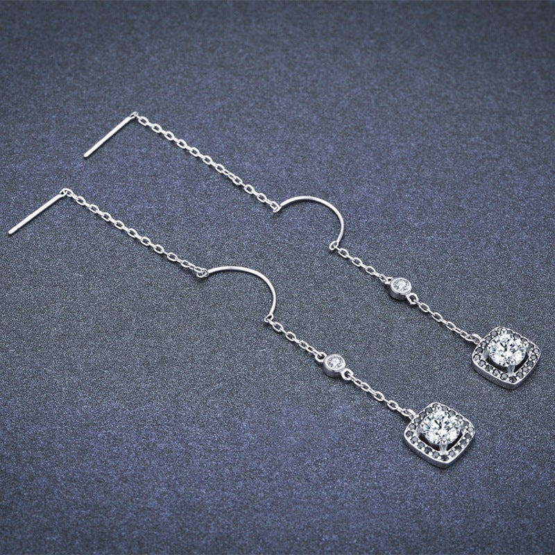 ✨ Boucles d’Oreilles Longues Élégantes - Plaquées Cuivre, Zircon Étincelant, Idéales pour un Style Raffiné et Luxueux