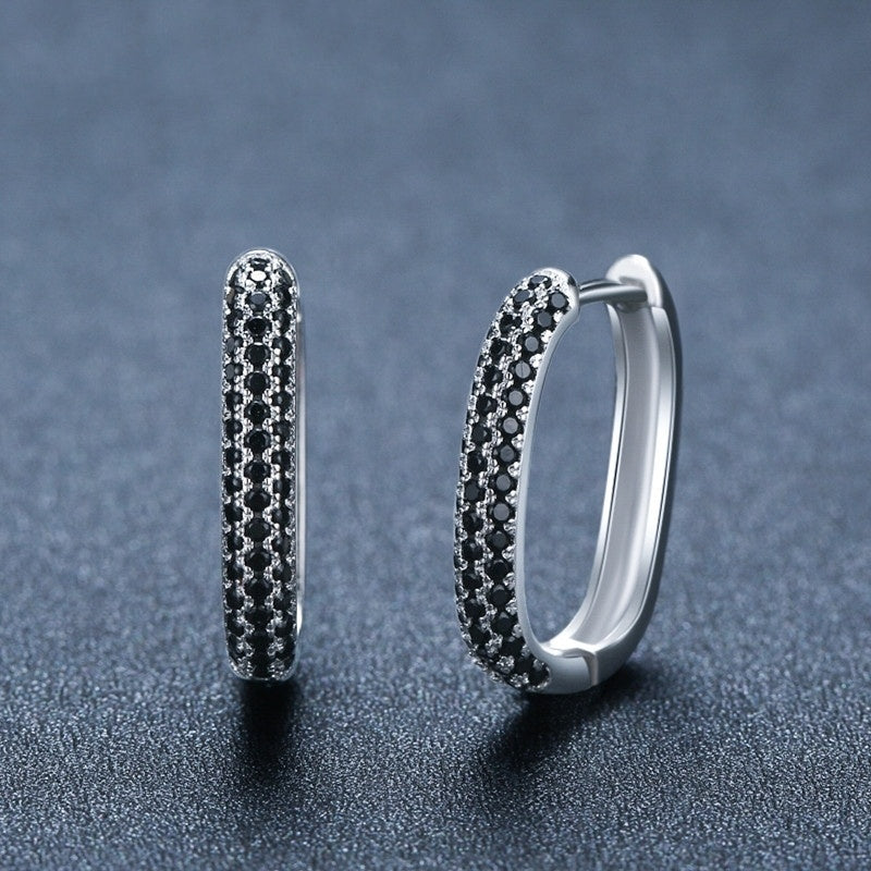 ✨ Boucles d'Oreilles en Zircon Noir - Artisanat Français, Design Élégant, Élégance Inégalée pour Sublimer Votre Look 🌟