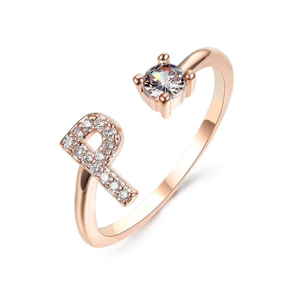 Image du produit Bague Initiale Ajustable – Élégance Personnalisée en Argent/Doré | Bijou Raffiné pour Femme