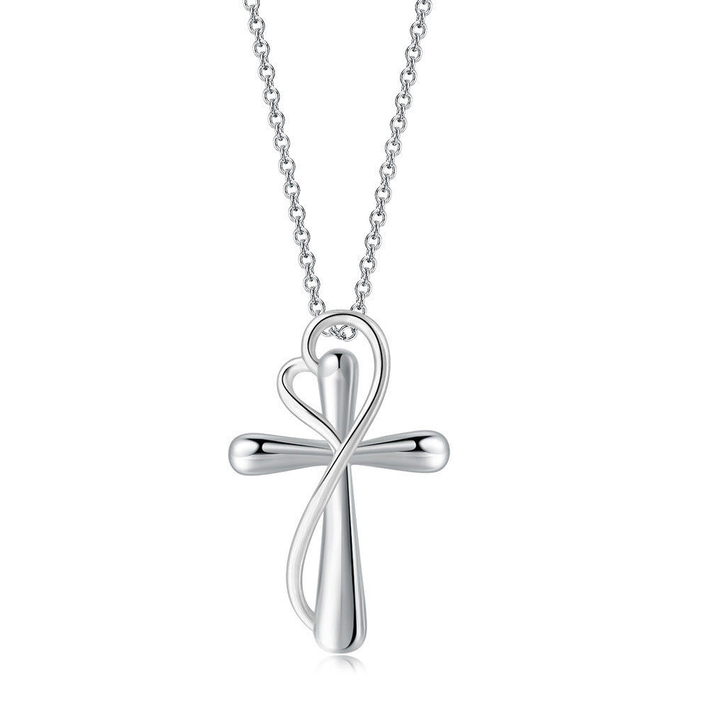 💖 Collier Croix en Forme de Cœur - Séparation de Couleurs Éblouissante, Élégance pour Toutes les Occasions !