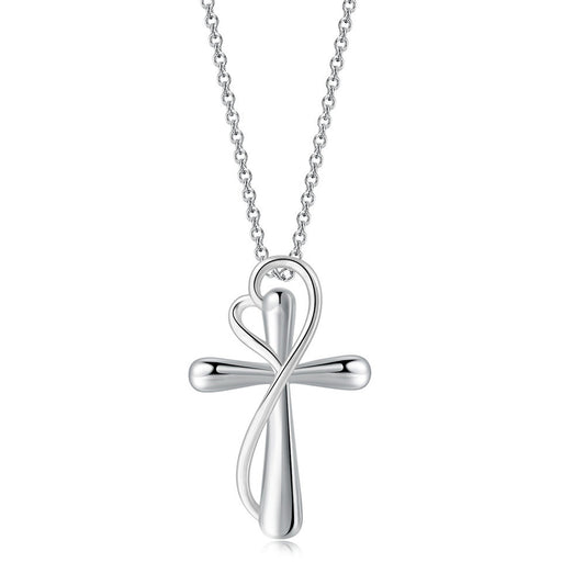 💖 Collier Croix en Forme de Cœur - Séparation de Couleurs Éblouissante, Élégance pour Toutes les Occasions !