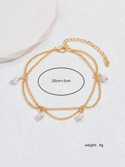 "💎 Bracelet de Cheville Hexagonal Élégant avec Perles – Design Unique et Confort Absolu pour Tous les Styles ✨"