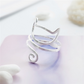 ✨ Élégante Bague Chat Féline en Argent Sterling S925 – Design Enveloppant, Finition Brosse, Cadeau Unique et Raffiné 💎