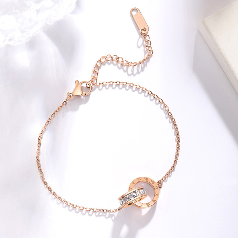✨ Bracelet Élégant en Acier Titane - Design Raffiné avec Diamants et Zircon, Résistant pour Toutes Occasions