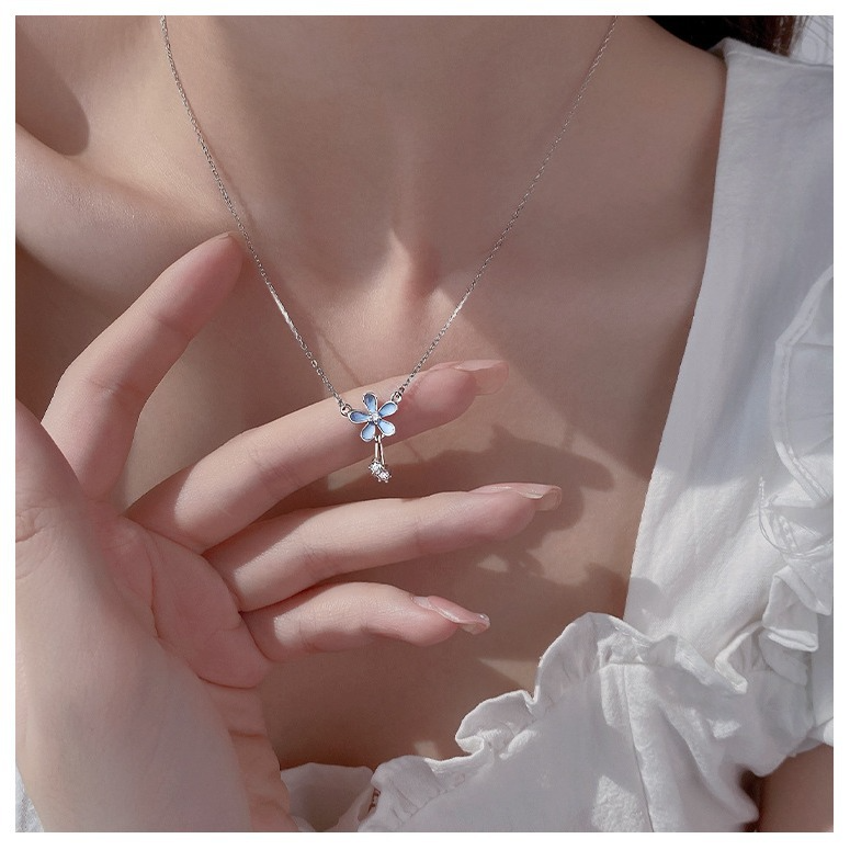 💎 Collier en Argent Pur S999 - Design Floral Élégant, Idéal pour l'Été et les Occasions Spéciales