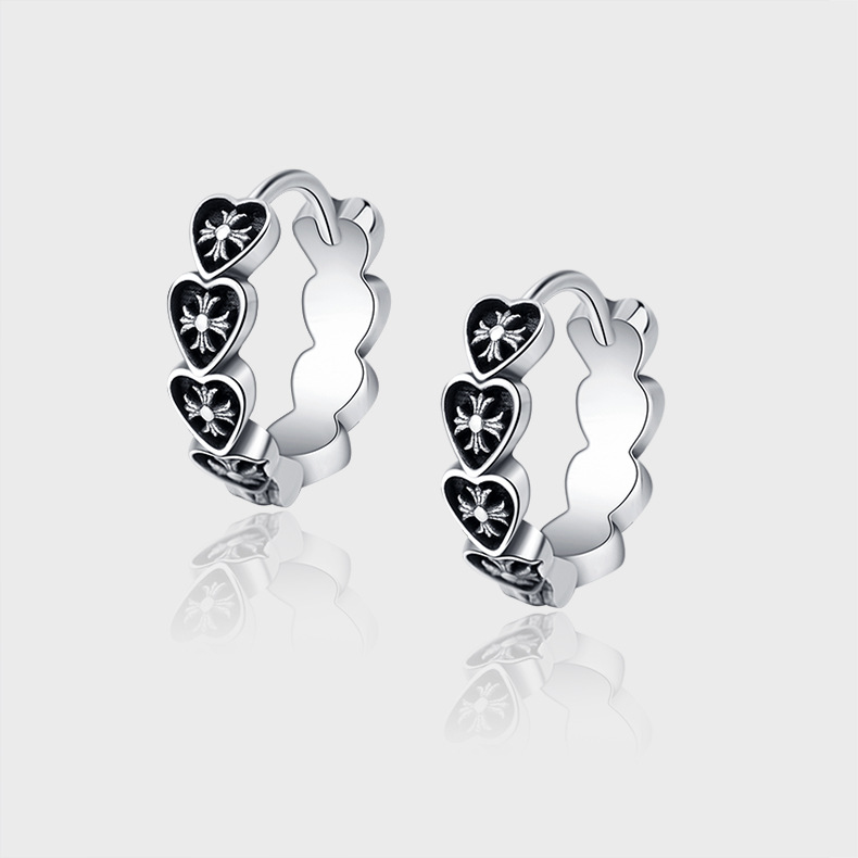 🌟 Boucles d'oreilles en argent sterling S925 - Croix rétro, Élégance intemporelle, Design Unique et Raffiné