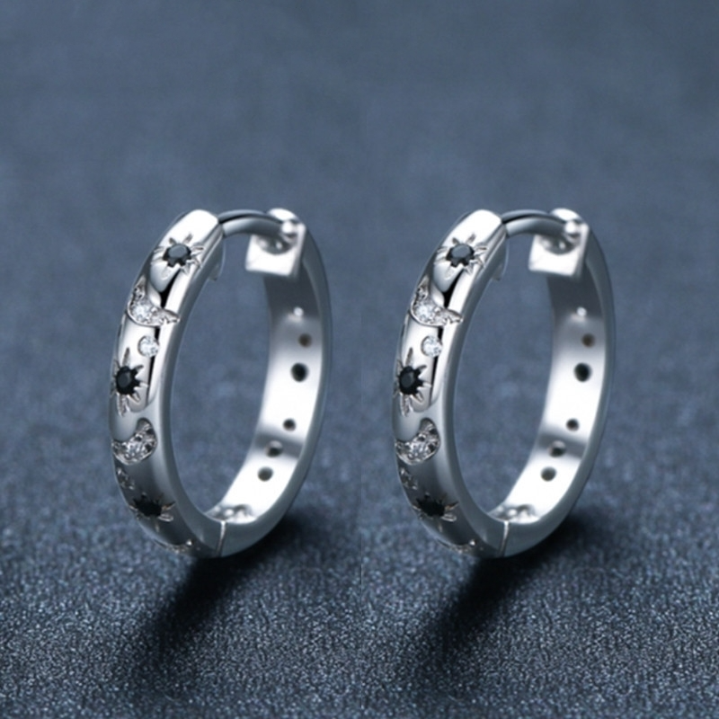 ✨ **Boucles d'Oreilles Étoiles & Lunes en Zircon – Éclat Envoûtant, Élégance Idéale pour Toutes les Occasions