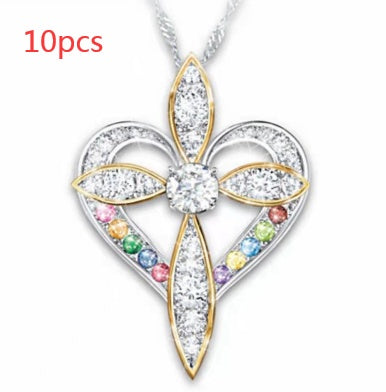 💖 Pendentif Croix Cœur Élégant - Design Raffiné, Symbole d'Amour Durable, Cadeau Idéal pour Toutes Occasions