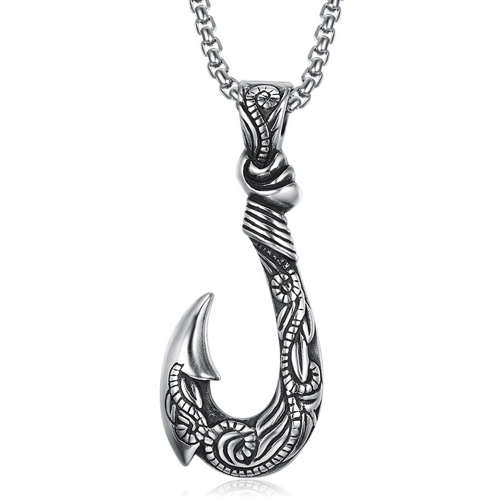 🌟 Pendentif Fish Hook Vintage - Design Élégant en Acier Inoxydable, Résistant et Unique pour un Style Authentique