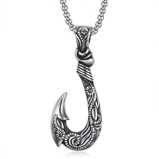🌟 Pendentif Fish Hook Vintage - Design Élégant en Acier Inoxydable, Résistant et Unique pour un Style Authentique