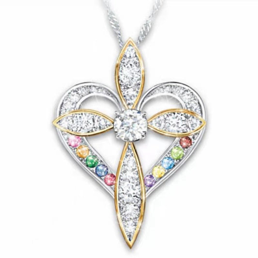 💖 Pendentif Croix Cœur Élégant - Design Raffiné, Symbole d'Amour Durable, Cadeau Idéal pour Toutes Occasions