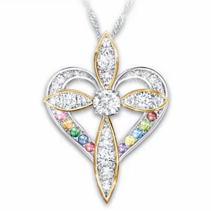 💖 Pendentif Croix Cœur Élégant - Design Raffiné, Symbole d'Amour Durable, Cadeau Idéal pour Toutes Occasions