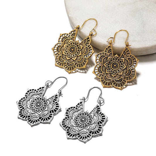 Boucles d'Oreilles Vintage Élégantes - Style Ethnique Unique, Métal Premium pour une Sophistication Intemporelle