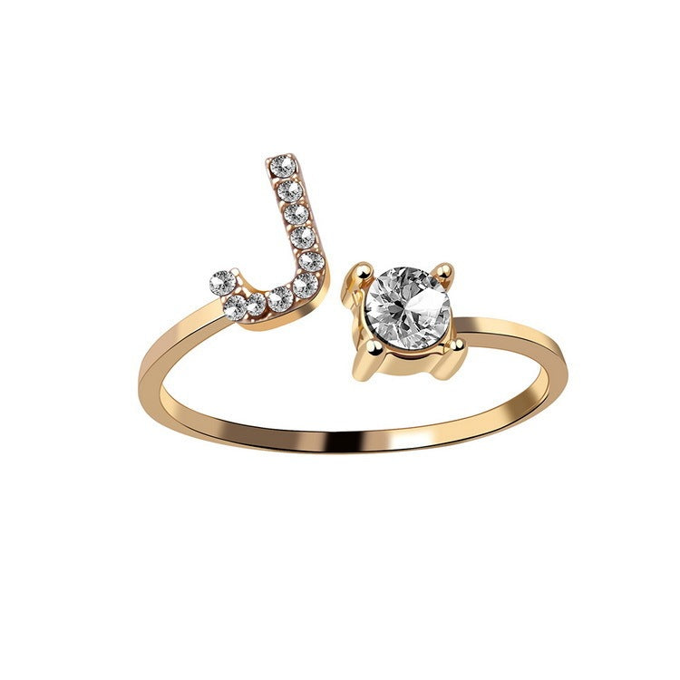Image du produit Bague Initiale Ajustable – Élégance Personnalisée en Argent/Doré | Bijou Raffiné pour Femme