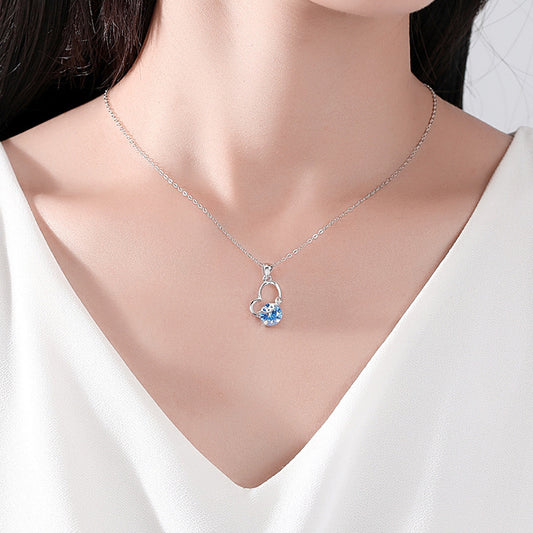 Collier Love en Argent Sterling S925 - Design Élégant avec Zircon, Idéal pour un Look Tendance et Romantique