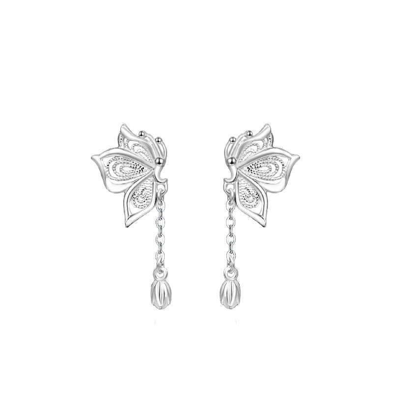 ✨ Boucles d'Oreilles Papillon en Argent S999 - Design Élégant, Parfaites pour Élever Votre Style au Quotidien