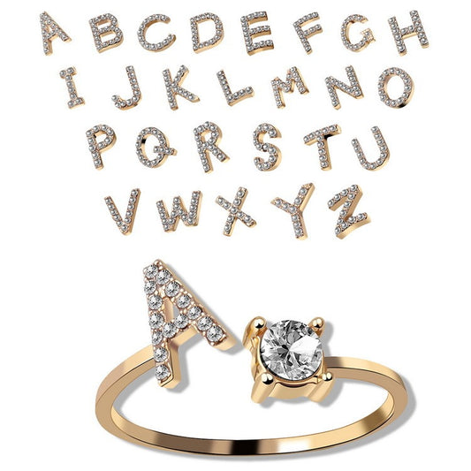 Image du produit Bague Initiale Ajustable – Élégance Personnalisée en Argent/Doré | Bijou Raffiné pour Femme