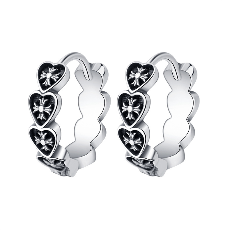 🌟 Boucles d'oreilles en argent sterling S925 - Croix rétro, Élégance intemporelle, Design Unique et Raffiné