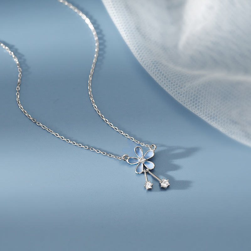 💎 Collier en Argent Pur S999 - Design Floral Élégant, Idéal pour l'Été et les Occasions Spéciales
