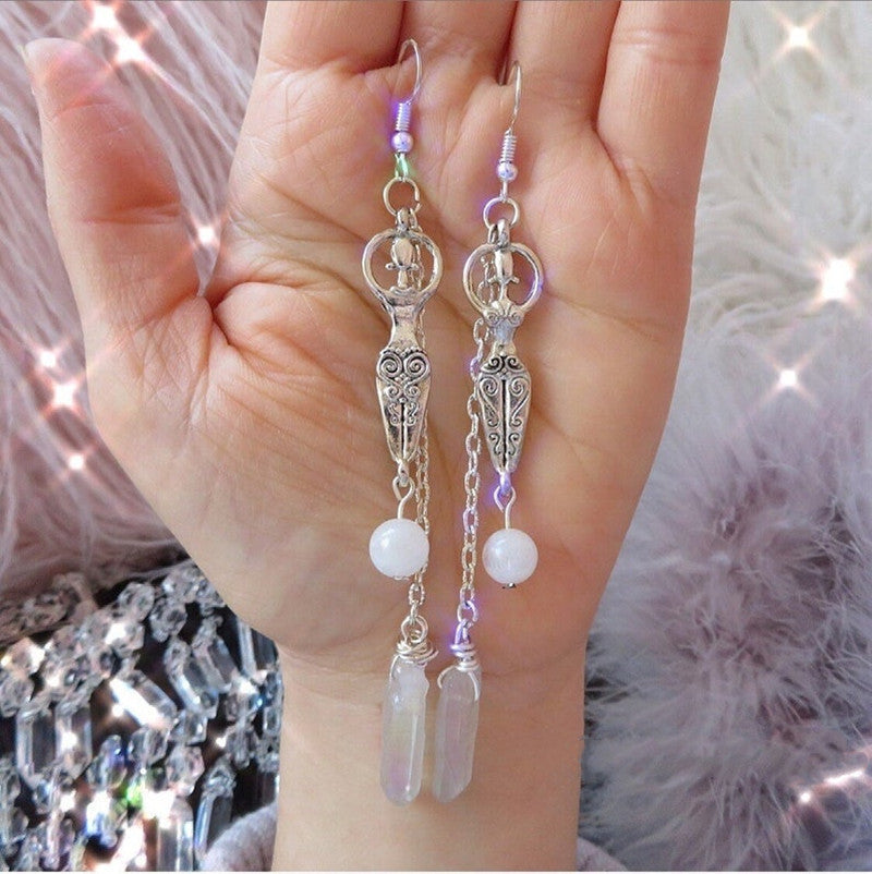 ✨ **Boucles d'Oreilles Quartz Angelique – Élégance Unique, Design Raffiné, Éclat Mystique** 🌟