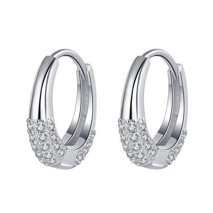 💎 Boucles d'Oreilles Élégantes en Argent S925 - Design Ovale Français, Zircon Étincelant, Chic et Raffiné