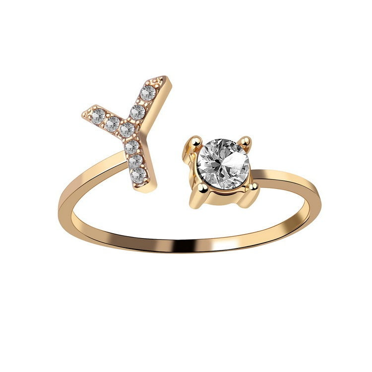 Image du produit Bague Initiale Ajustable – Élégance Personnalisée en Argent/Doré | Bijou Raffiné pour Femme