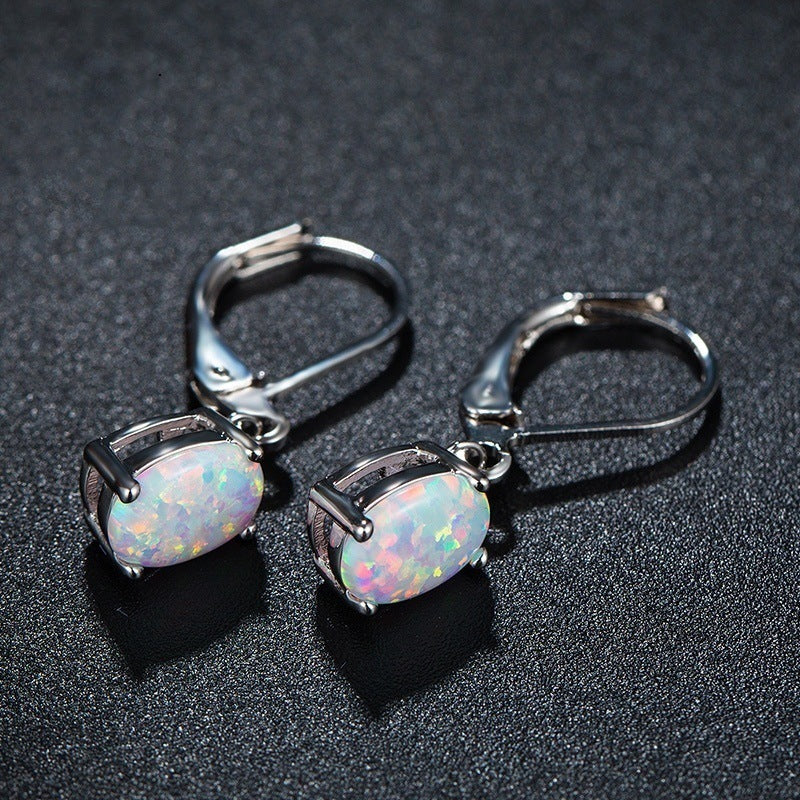 ✨ Élégantes Boucles d’Oreilles Opale Ovale - Design Raffiné à 4 Griffes, Un Style Européen et Américain Intemporel ✨