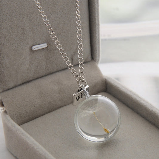 🌼 Élégant Collier Pendentif Pissenlit - Bijou Naturel Unique, Poétique et Idéal pour Sublimer Votre Style au Quotidien