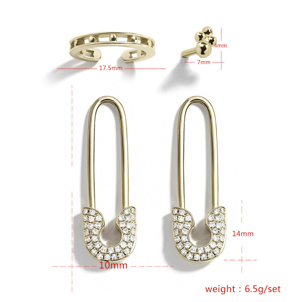 Image du produit Alloy pin rhinestone stud earrings