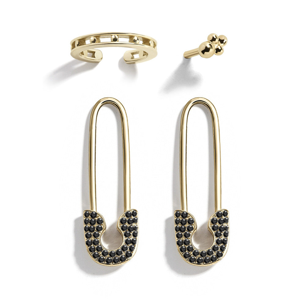 Image du produit Alloy pin rhinestone stud earrings