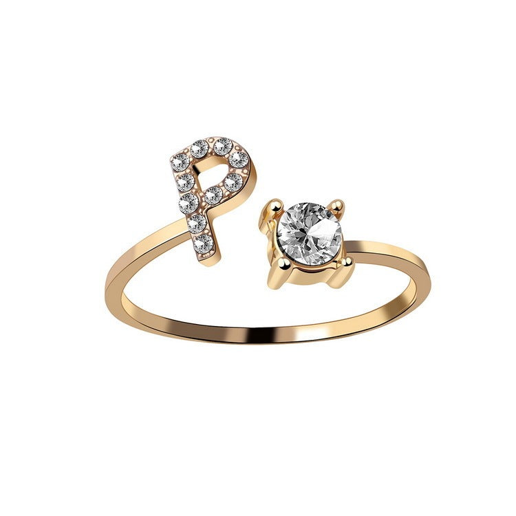 Image du produit Bague Initiale Ajustable – Élégance Personnalisée en Argent/Doré | Bijou Raffiné pour Femme