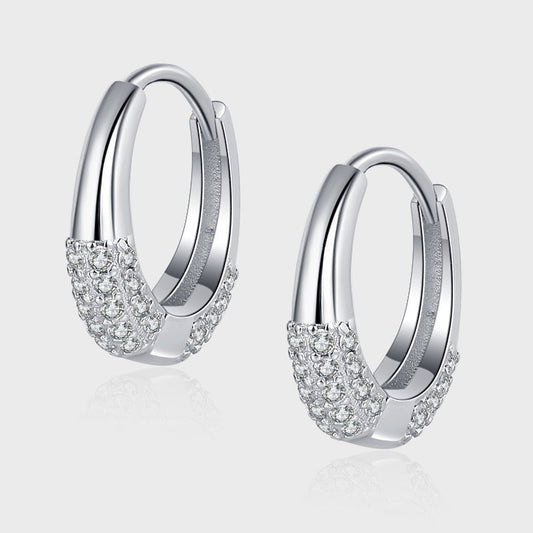 💎 Boucles d'Oreilles Élégantes en Argent S925 - Design Ovale Français, Zircon Étincelant, Chic et Raffiné