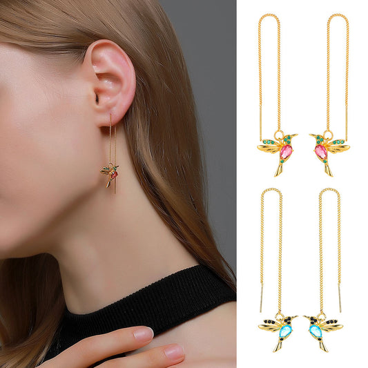 Boucles d'Oreilles Longues Colibri - Légèreté et Élégance, Parfaites pour Sublimer Votre Style ✨