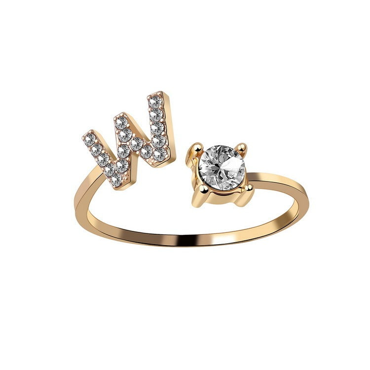 Image du produit Bague Initiale Ajustable – Élégance Personnalisée en Argent/Doré | Bijou Raffiné pour Femme