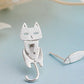 ✨ Boucles d'Oreilles Argent 925 - Design Élégant avec Chats et Poissons Amovibles, Style Original et Unique 🐾