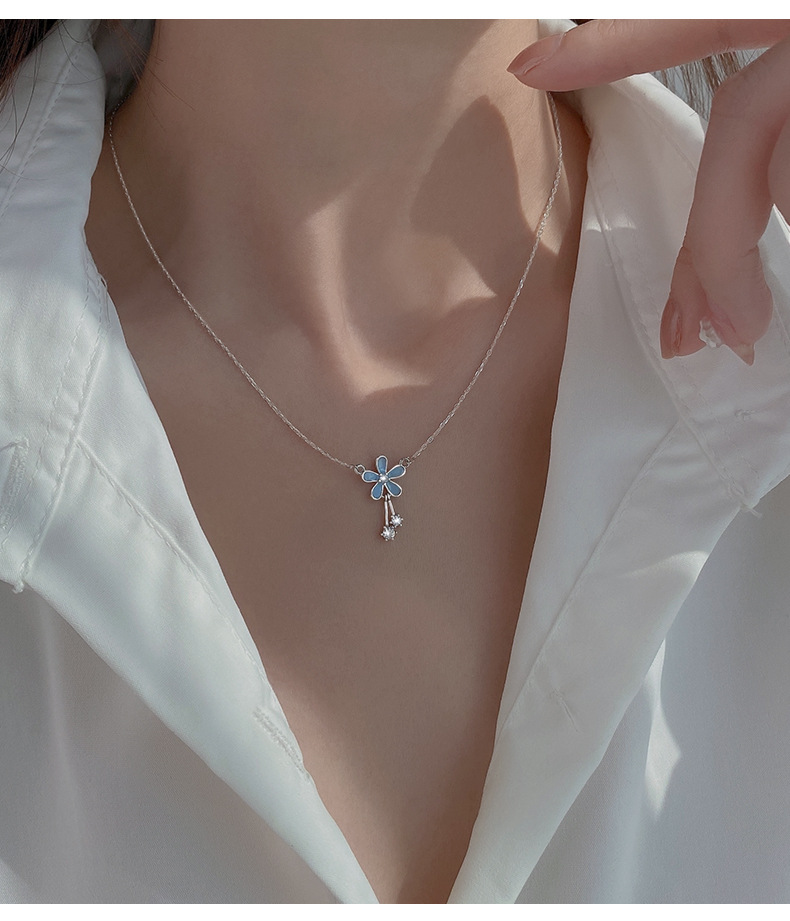 💎 Collier en Argent Pur S999 - Design Floral Élégant, Idéal pour l'Été et les Occasions Spéciales