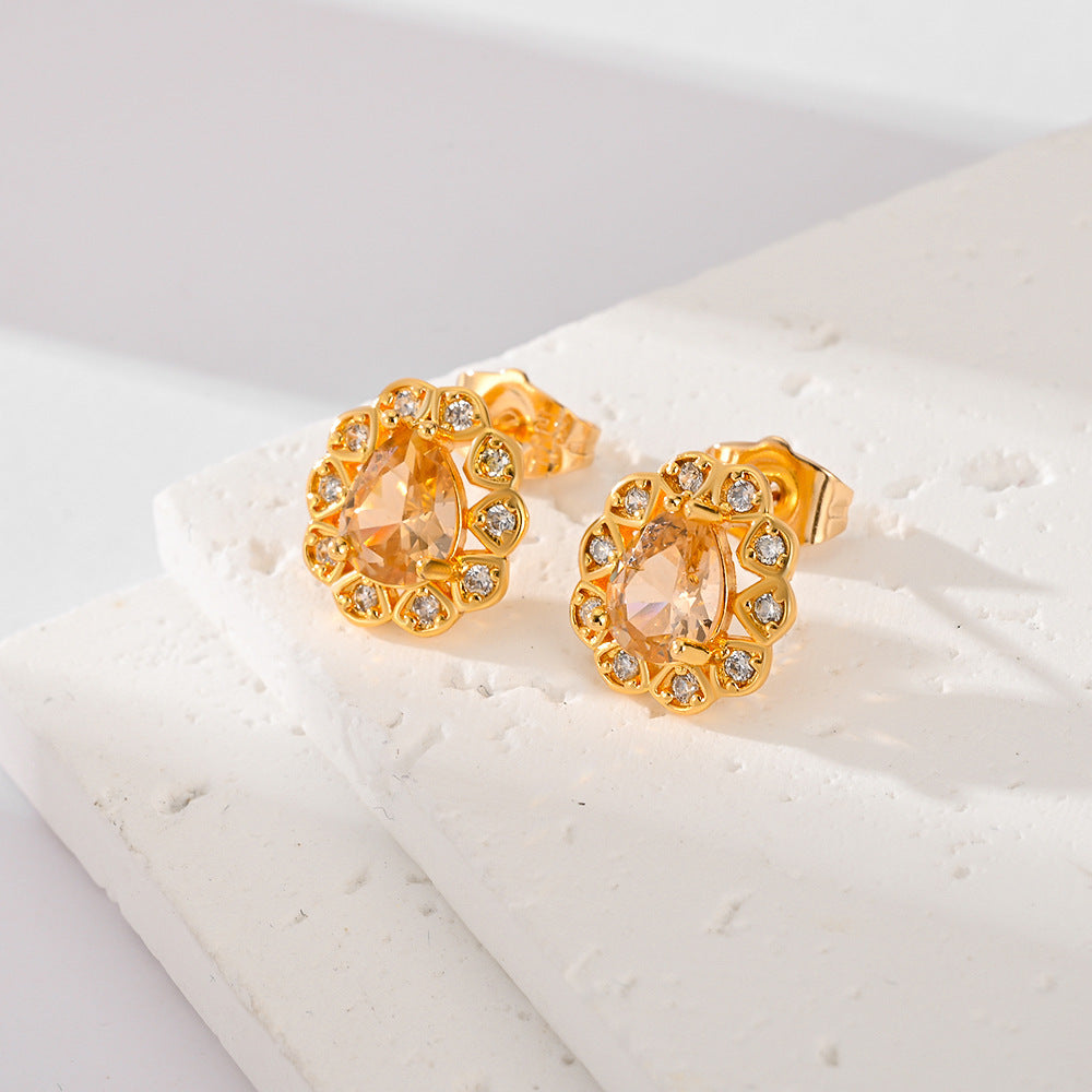 Boucles d'Oreilles en Zircon Multicolores – Éclat Vibrant, Style Intemporel !