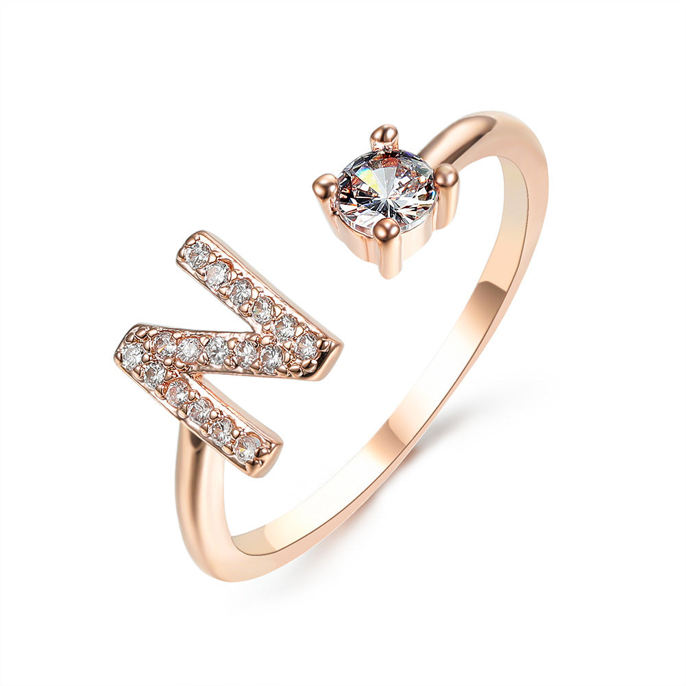 Image du produit Bague Initiale Ajustable – Élégance Personnalisée en Argent/Doré | Bijou Raffiné pour Femme
