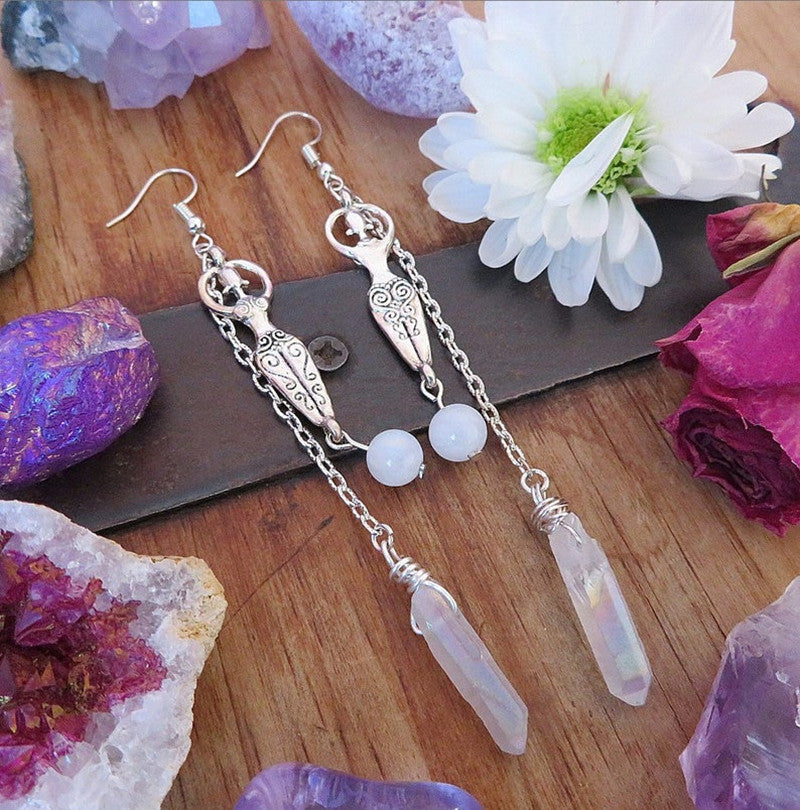 ✨ **Boucles d'Oreilles Quartz Angelique – Élégance Unique, Design Raffiné, Éclat Mystique** 🌟