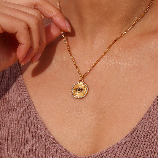 ✨ Élégant Collier Minimaliste en Acier Inoxydable - Design 'Black Eyes', Résistant et Style Contemporain