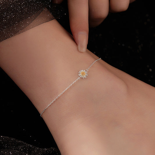 ✨ Bracelet de Cheville Élégant en Argent S925 - Design Floral Chic, Idéal pour Élever Votre Style! 🌸