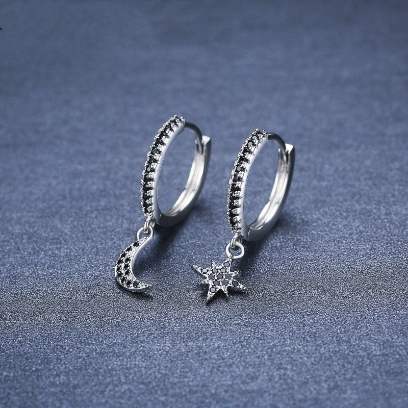 ✨ Élégantes Boucles d'Oreilles Étoile et Lune - Cuivre Premium, Design Raffiné, Accessoire Féminin Unique 🌙